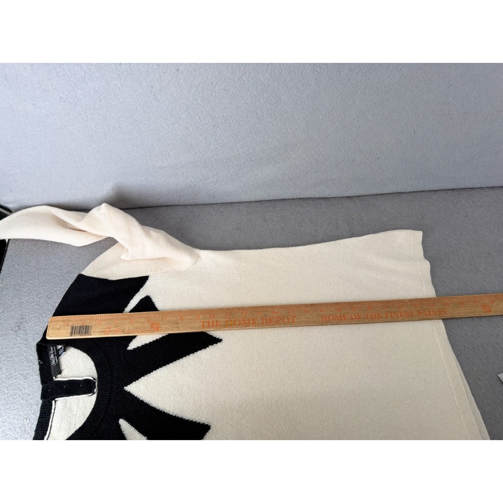 Saks Fifth Avenue Cashmere Sweater Women M Ivory Black Bow Quiet Luxury Feminine - Picture 9 of 14